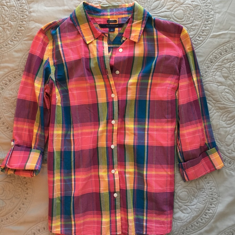 Tommy Hilfiger Pink Plaid Button Down Shirt
